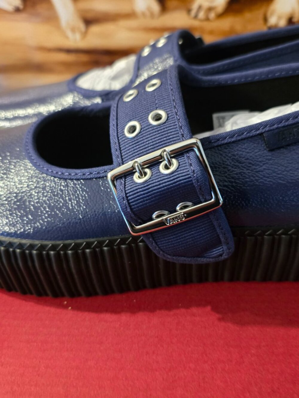 Vans Mary Jane Creeper Platform Shoe Navy / Black VN000V16EMT Women's Sz 8 NEW - Picture 3 of 10
